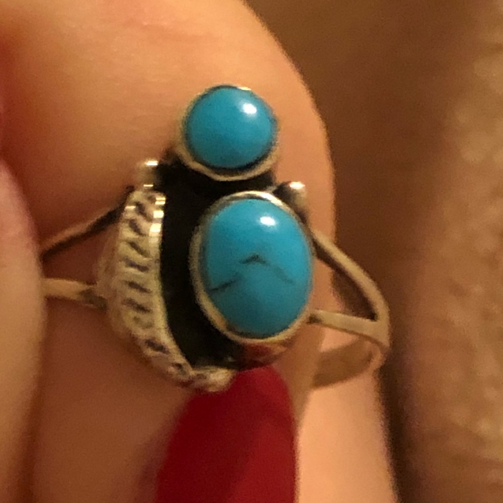 Tiny Two Stone Turquoise Ring - image 4